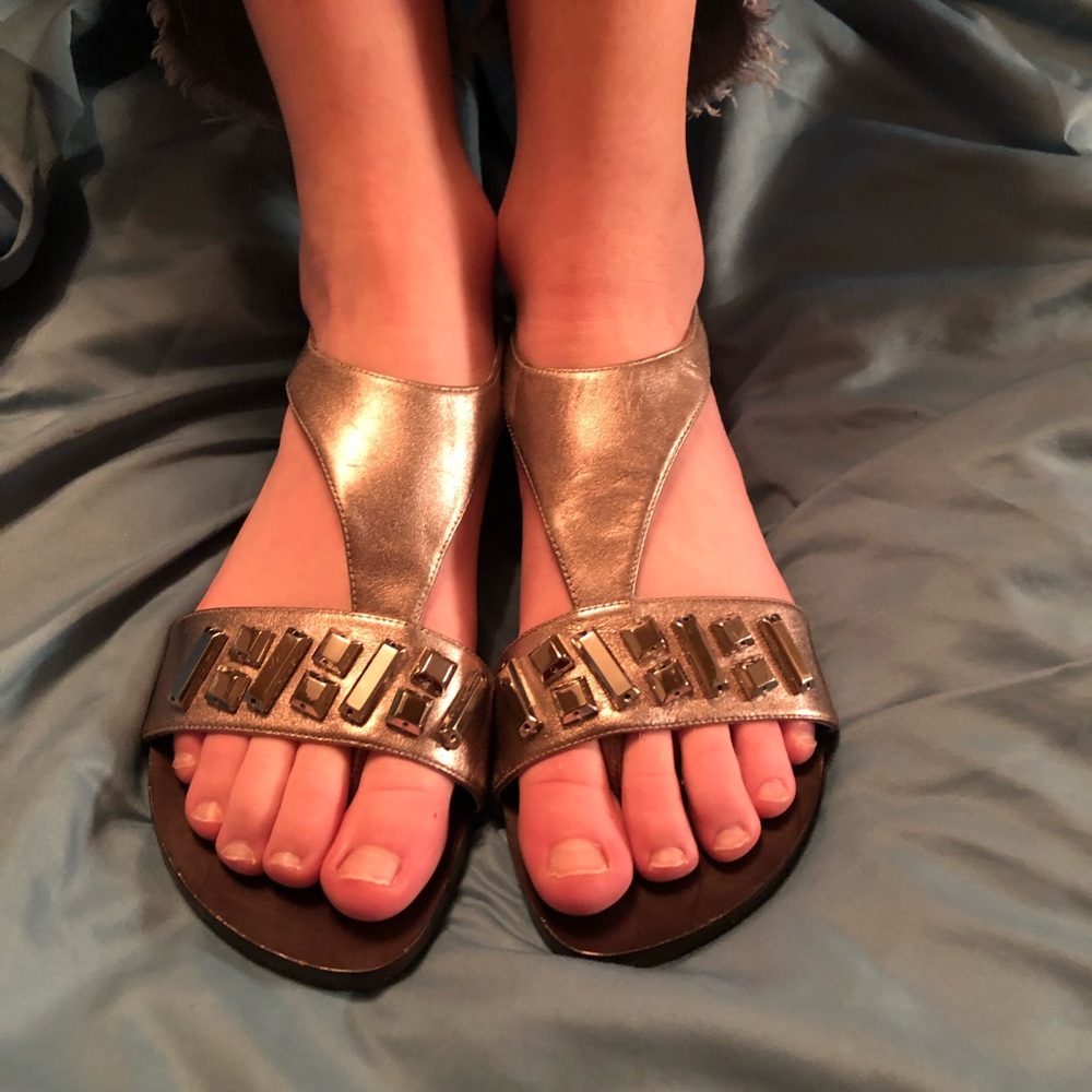 Cole Haan Flat Pewter Sandals